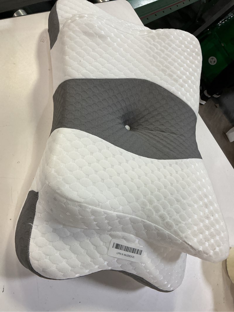 Condition photo showing As Is for Memory Foam Pillows, Cervical Pillow for Neck and Shoulder Pain Relief, Ergonomic Contour Bed Pillow, Soft for Side Sleep Stomach Sleeping and Back Sleeper Queen Size-24.8''Lx14.96''Wx5.78''H Grey