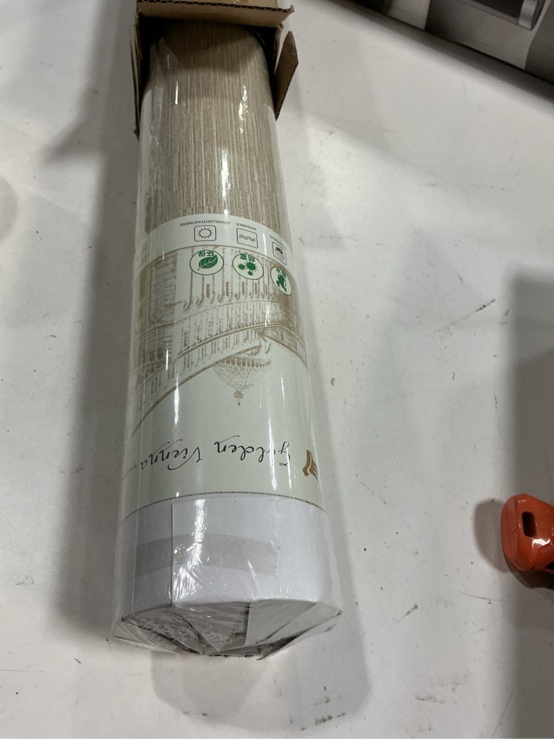 Condition photo showing New/Like New for Haimin Grasscloth Wallpaper Peel and Stick 20.9in X 393in Fabric Contact Paper Wall Paper Textured Wallpaper Horizontal Stripes Look Self-Adhesive Thick Vinyl Embossed (Beige)