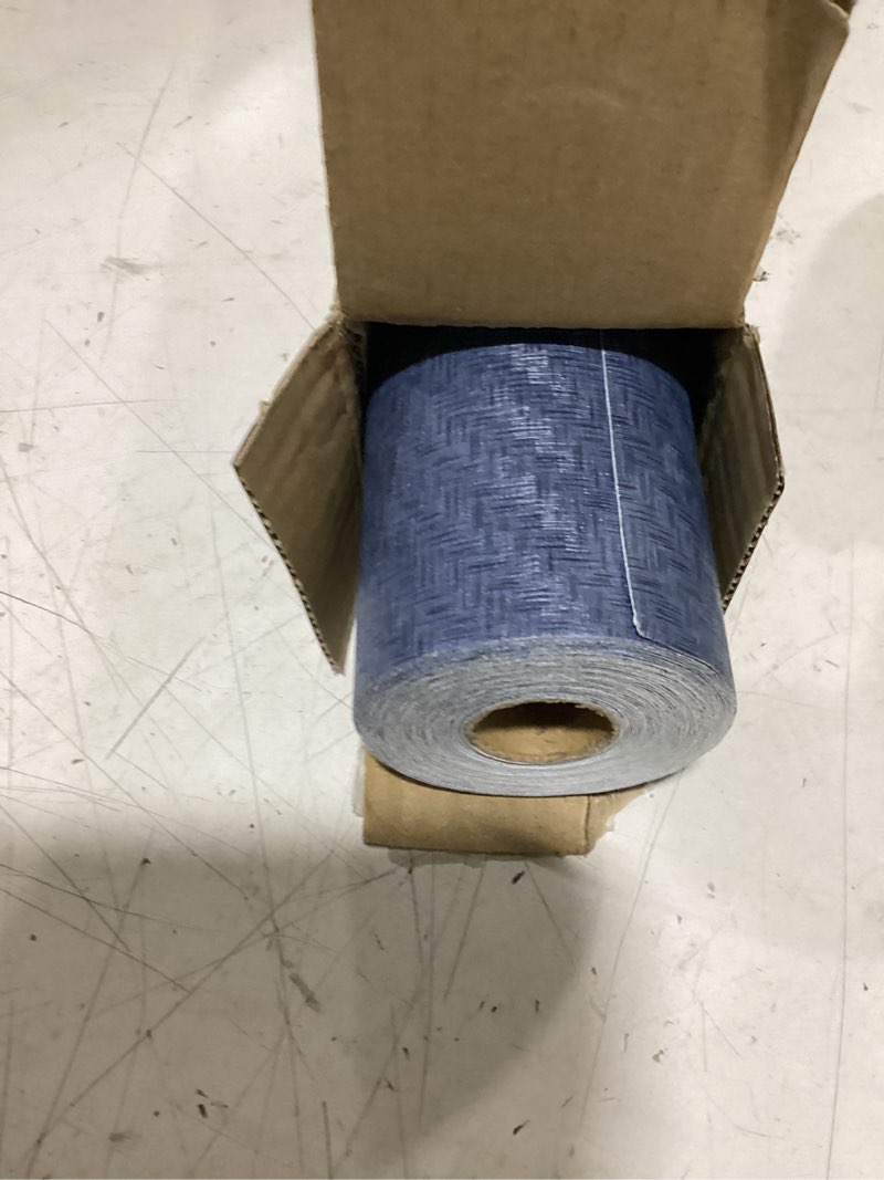 Condition photo showing Good Condition for haimin fabric wallpaper textured contact paper (24in x 393in) navy blue grasscloth wallpaper peel and stick faux linen wall paper self-adhesive vinyl looks like woven straw