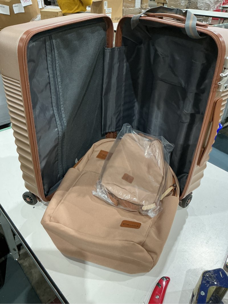 Condition photo showing As Is for concepten luggage sets 3 piece, 20 inch carry on suitcases with spinner wheels, lightweight travel luggage with tsa lock, abs hardshell suitcase similar no white) 3pcs
