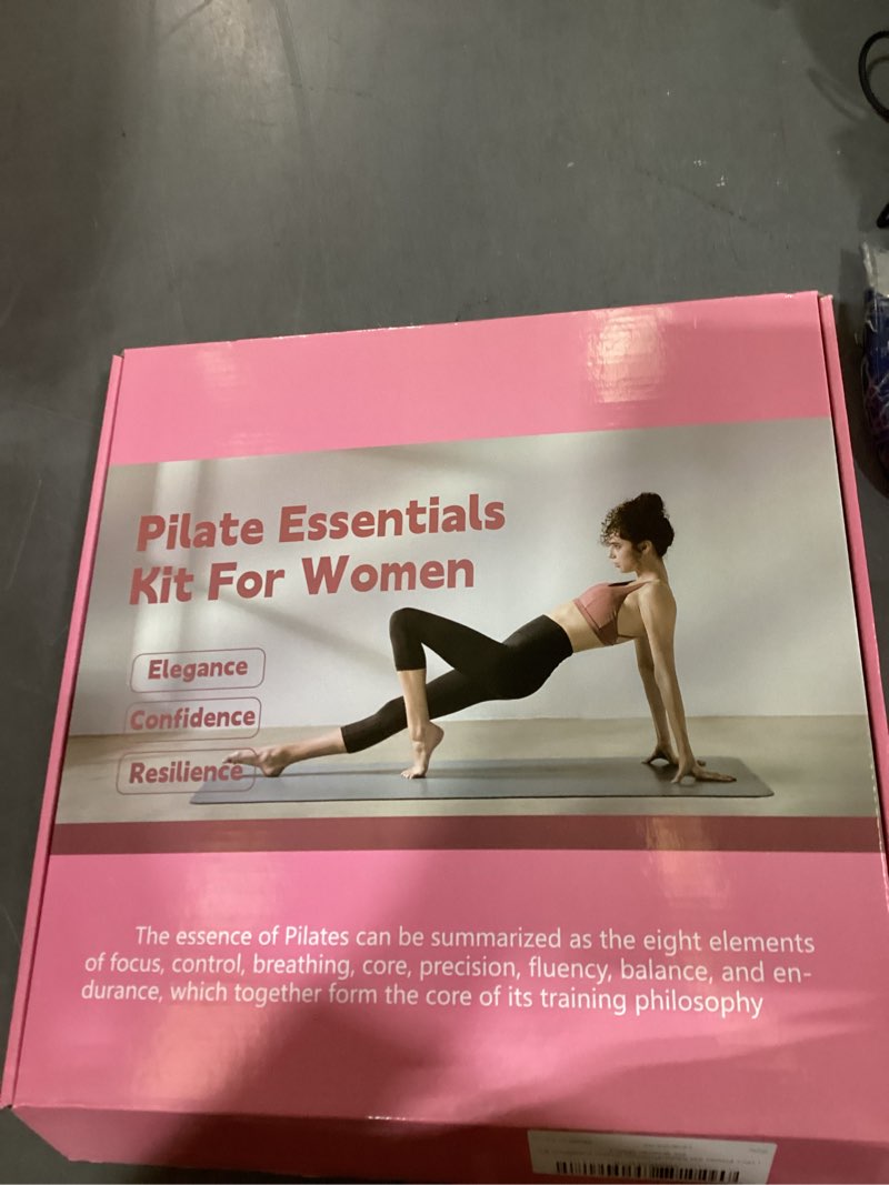 Condition photo showing New/Like New for asieit 13 pcs pilates kit for women, home pilates equipment with 5 resistance bands, 14'' magic circle, pilates ball and ring, compact workout set for home workout, strength and flexibility pink