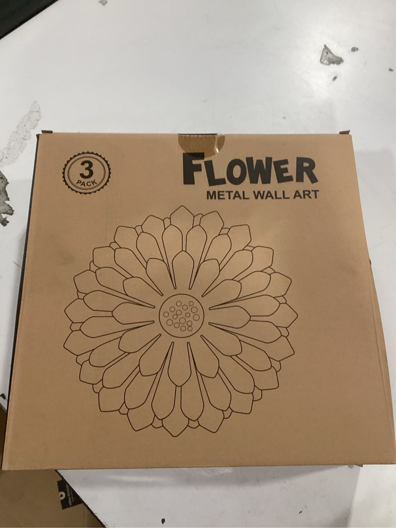 Condition photo showing New/Like New for Goodeco Metal Wall Art Flowers - Sunflower Gifts for Women- Large Iron Floral Wall Decor for Balcony/Patio/Porch/Office/Bedroom/Living Room,Best Wall Decor Gift idea 13" (3pack)