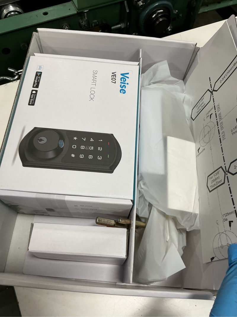 Condition photo showing Good Condition for veise ve07-h fingerprint smart locks for front door with handle set, app control, keyless entry keypad deadbolt, digital electronic touchscreen, easy install, auto lock, satin nickel satin nickel smart lock with handle