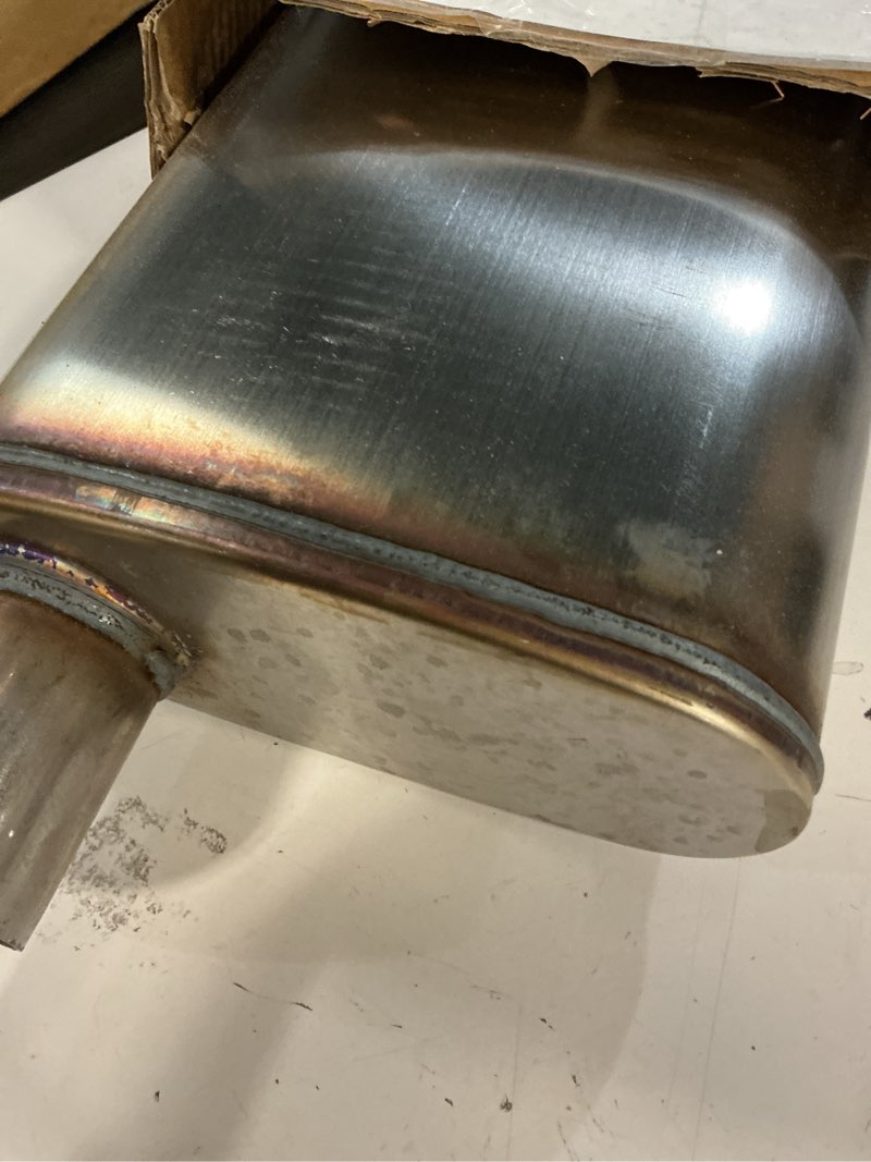 Condition photo showing Good Condition for 2in muffler deep performance tone 2'' pipe muffler resonator with universal stainless steel muffler for cars, trucks(2''inlet/outlet) single in | off out 2in