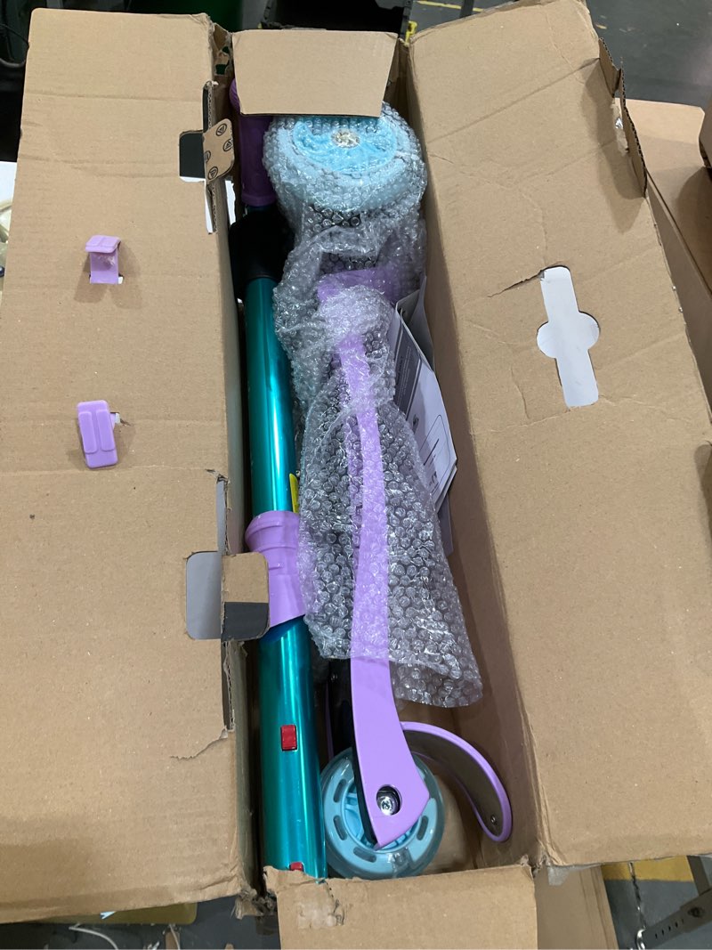 Condition photo showing Good Condition for 3 wheel scooter for kids ages 6-12,kids scooter with light up wheels, sturdy deck design, and 4 height adjustable suitable for kid ages 3-12 purple