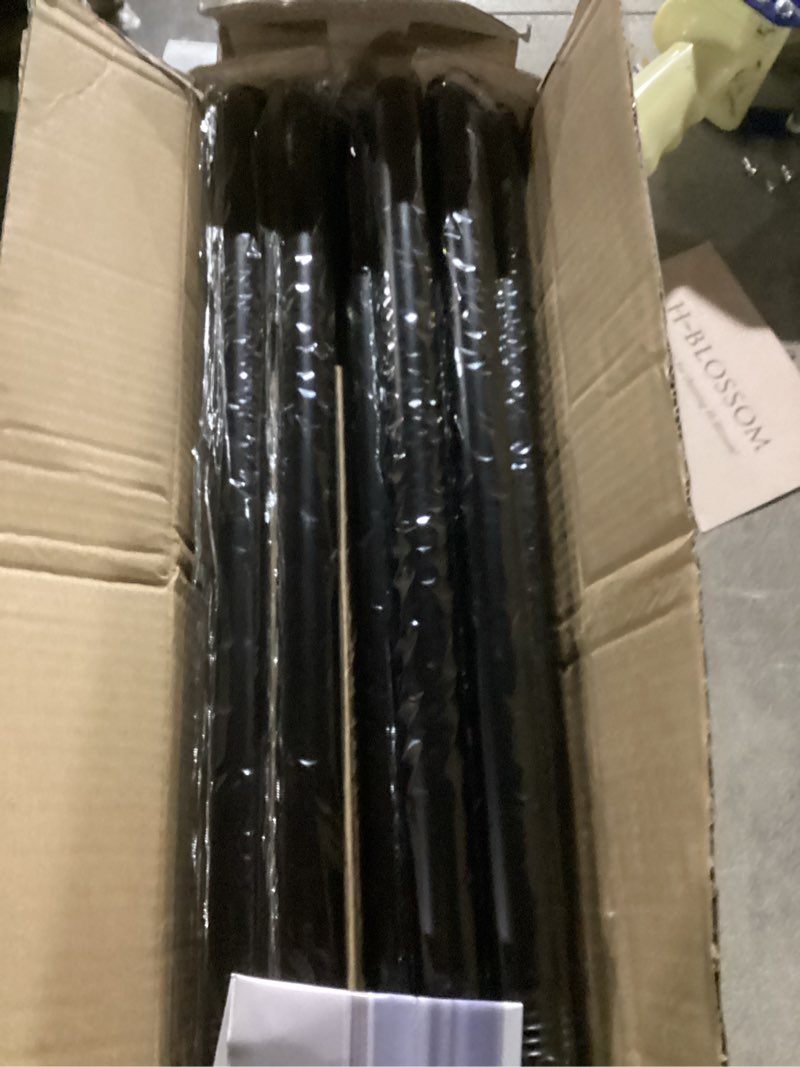 Condition photo showing Good Condition for black curtain rods for windows 72-144 inch, decorative extra long adjustable heavy duty drapery rod, 1 inch outdoor rod for patio renter friendly easy install and modern design 18''-144'' black
