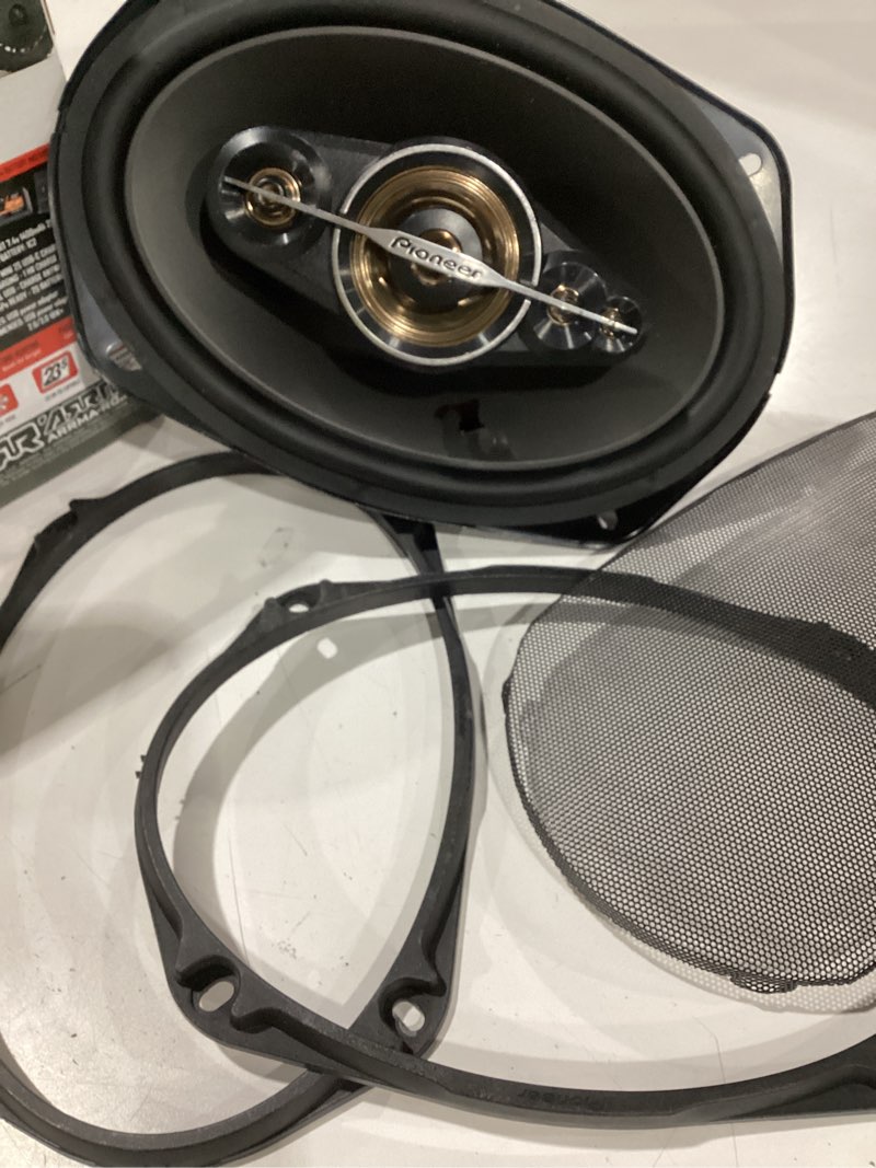 Condition photo showing As Is for damaged not tested pioneer a-series plus ts-a6991f 6” x 9” 5-way speakers (pair) – 700w max, balanced sound + smooth tr