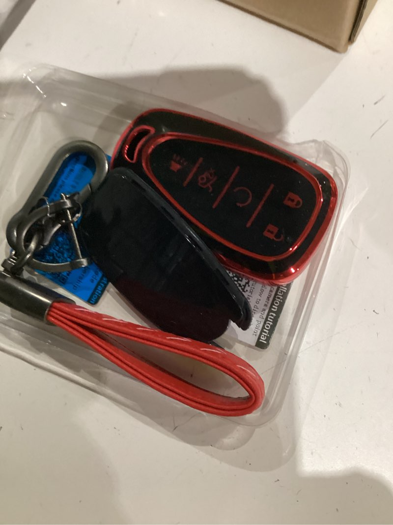 Condition photo showing Good Condition for sindeda for chevrolet key fob cover with keychain soft full protection key shell key case compatible with 2016-2025 chevy equinox malibu spark cruze traverse blazer (red, 5 buttons) 5 buttons red