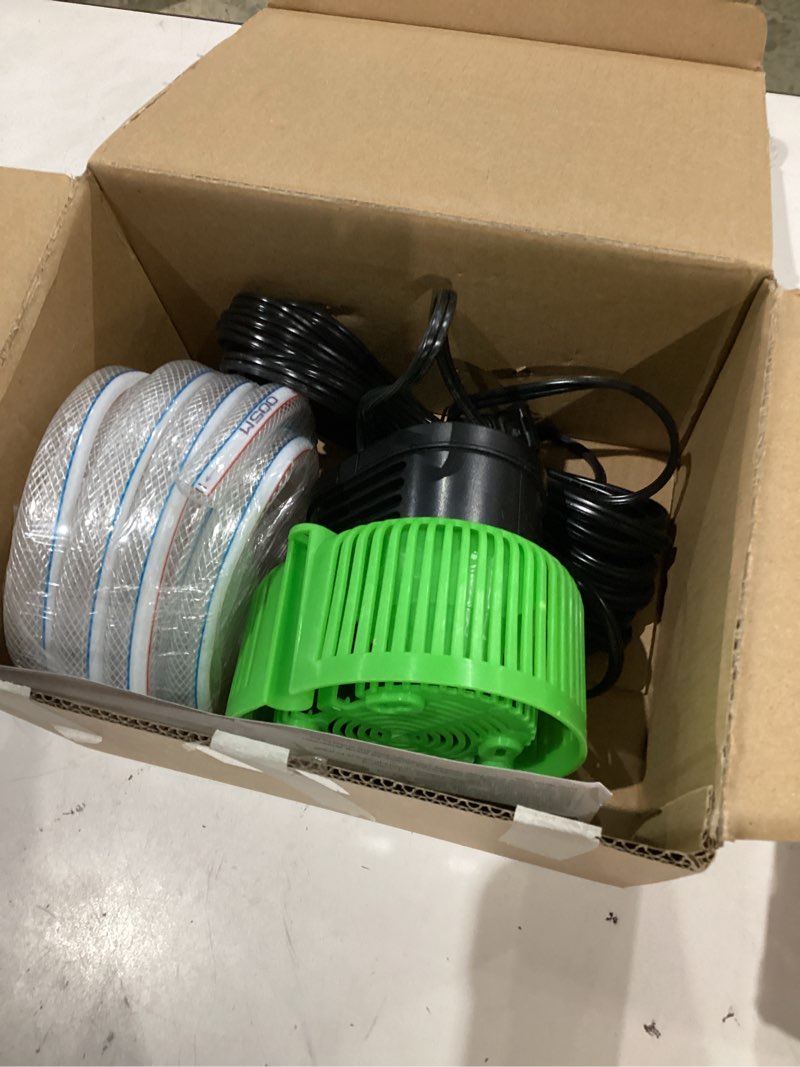 Condition photo showing As Is for pool cover pump above ground - submersible water sump pump swimming water removal pumps, with drainage hose & 25 feet extra long power cord, 850 gph inground, 3 adapters green