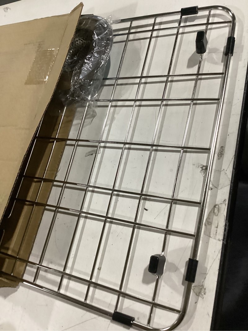 Condition photo showing As Is for iPEGTOP Sink Bottom Grid, Stainless Steel Sink Protector 23" x 13" Rear Drain Hole with Corner Radius, Sink Grate Rack for Bottom of Kitchen Sink Single Bowl with Hole Cover, One Piece 23"x13",Rear Drain