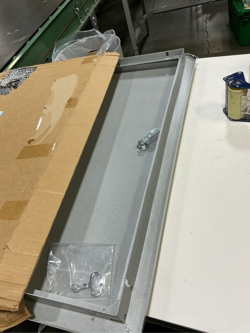 Condition photo showing Good Condition for 14 x 29 access panel for drywall, thicken 1.2mm stainless steel drywall access panel with lock and key, heavy-duty access door for drywall, plumbing and ceiling, silver silver 14*29