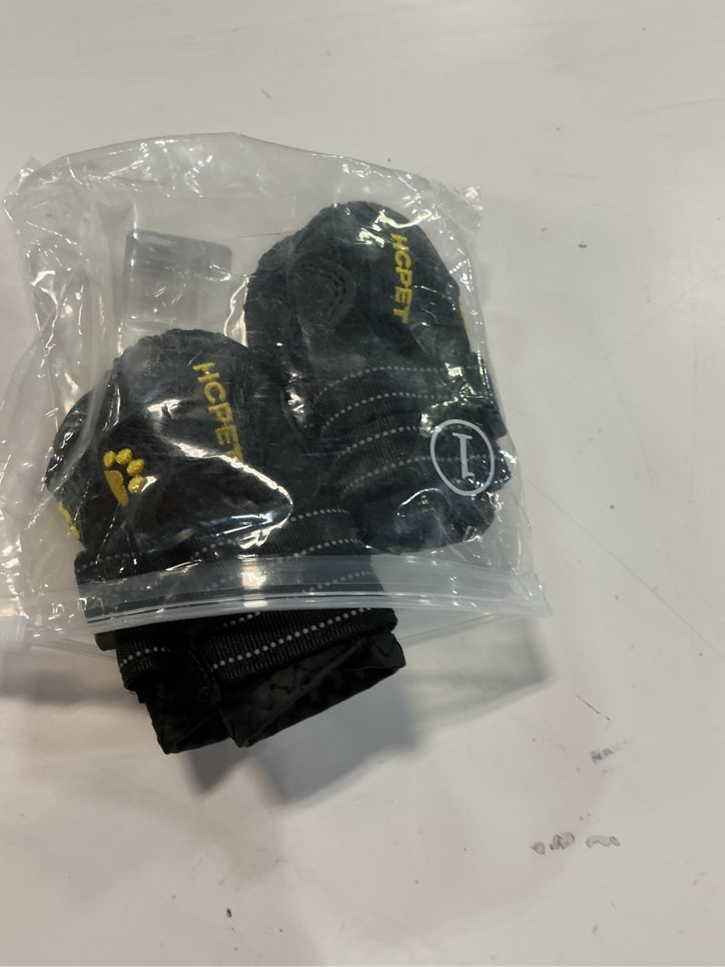 Condition photo showing Good Condition for hcpet dog shoes, dog boots for small dogs, waterproof medium dog booties paw protector for summer hot pavement, winter snowy day, outdoor walking, indoor hardfloors anti slip sole black size 1 black-waterproof #1 (width 1.57 inch) for 10-23 lbs
