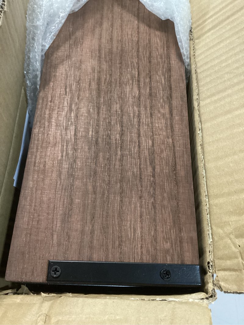 Condition photo showing Good Condition for richer house 2+1 tier wall mounted floating shelves set of 2, rustic wood shelf with metal frame, extra storage rack for bathroom, kitchen, bedroom with tissue rack & towel bar - rustic brown rucstic brown 2+1 tier size