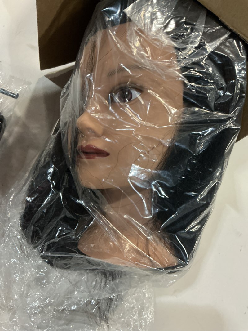 Condition photo showing Good Condition for mannequin head 100% real hair hairdresser cosmetology mannequin manikin head training practice head hairstyle practice doll real hair mannequin heads and free clamp holder 16 inch 16 inch straight hair
