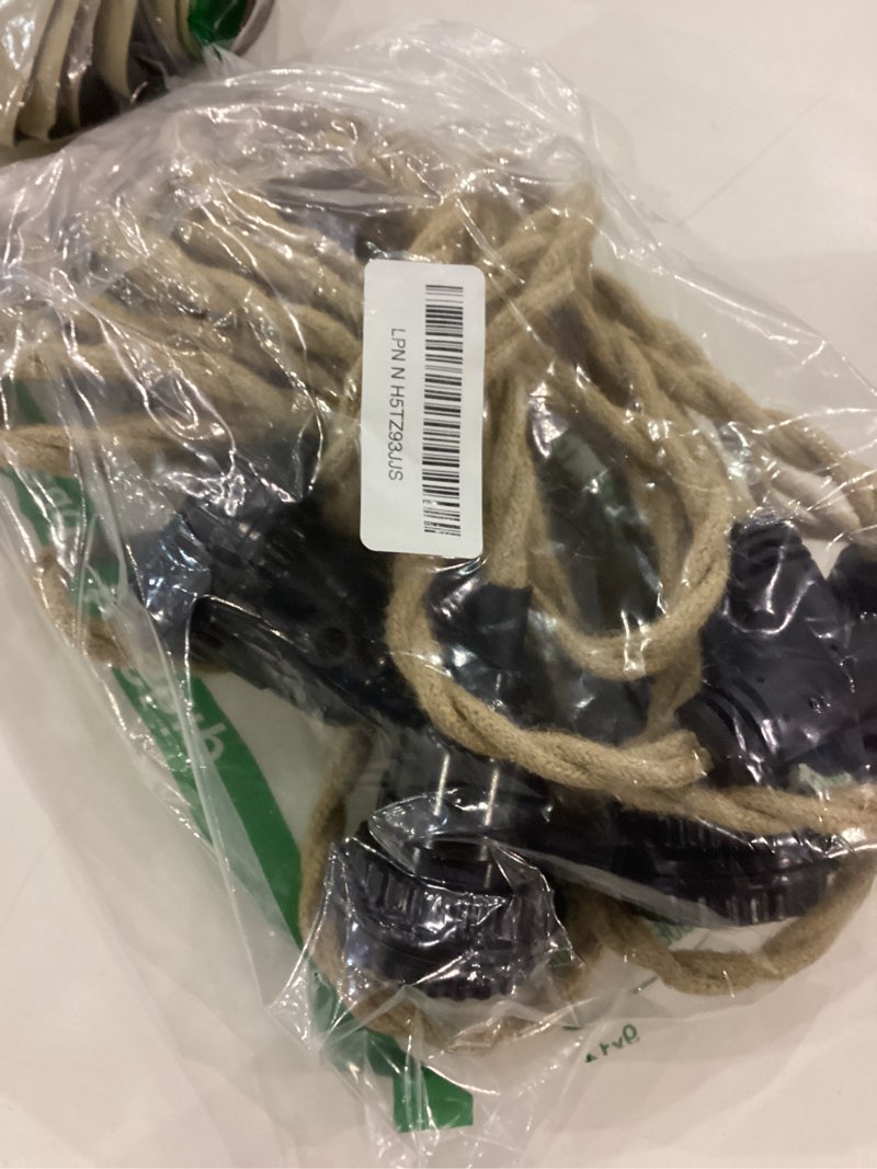 3-Light Hanging Light with Plug in Cord,Plug in Pendant Light 22ft Hemp Rope Pendant Lighting Vintag