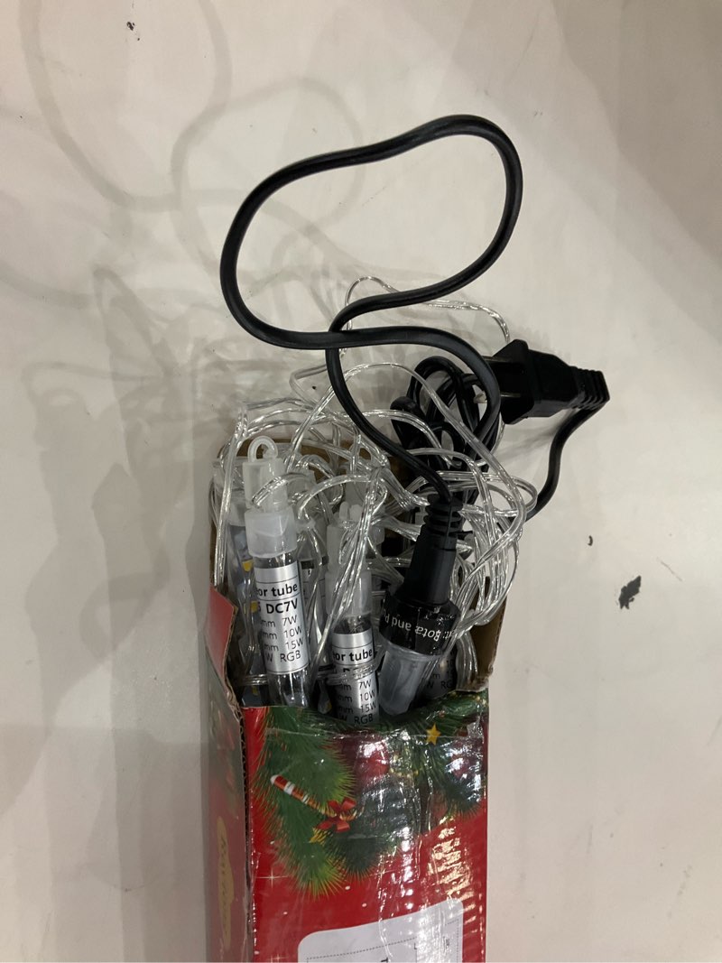 Condition photo showing New/Like New for Christmas Meteor Shower Lights Outdoor - 12 Inch 10 Tube 360 LED Falling Rain Snow Icicle Cascading Light for Xmas Tree Garden Eaves Decoration (Can Connect 100 Sets) Warm White 12Inch 10Tube 360LED