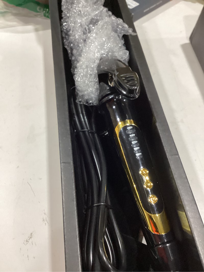 Condition photo showing Good Condition for lanvier 1.25 inch curling iron, extra long barrel 1 1/4 inch curling iron for long hair up to 450f, worldwide dual voltage hair curler for traveling, hair waving style tool black