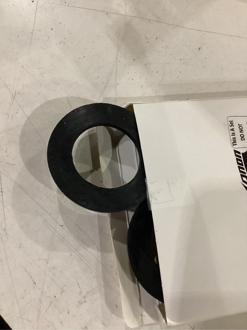 Condition photo showing As Is for zonon 6 pcs rubber flanged spud washer toilet flanged spud gasket, black (for 2 inches pipes) 6 for 2 inches pipes