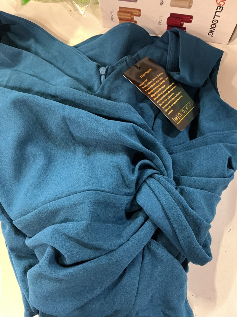 Condition photo showing Good Condition for fqa formal evening dresses for women elegant evening party prom dress long sexy v neck sleeveless split wrap medium peacock blue