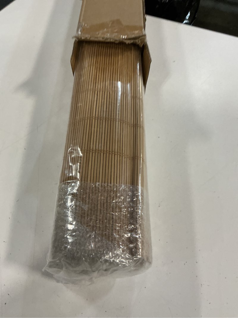 Condition photo showing New/Like New for cordless bamboo roman shades for windows, 100% blackout backing fabric for light blocking, 28" w × 64" h - papara carbon blackout - papara carbon 28" w × 64" h