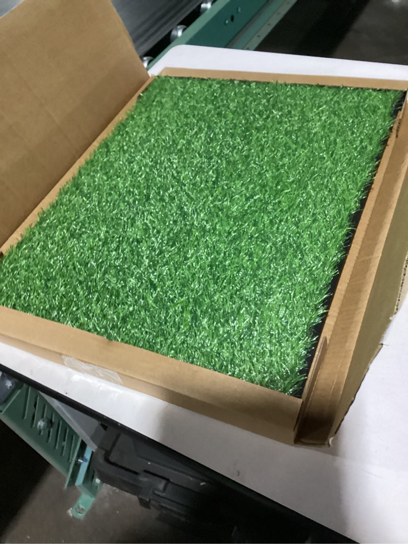 Condition photo showing Good Condition for Dog Grass Pad with Tray, 23''X17'' Small Artificial Turf Grass Potty, Reusable Puppy Pee Pads for Dogs, Portable Dog Litter Box for Indoor/Outdoor Potty Training Toilet