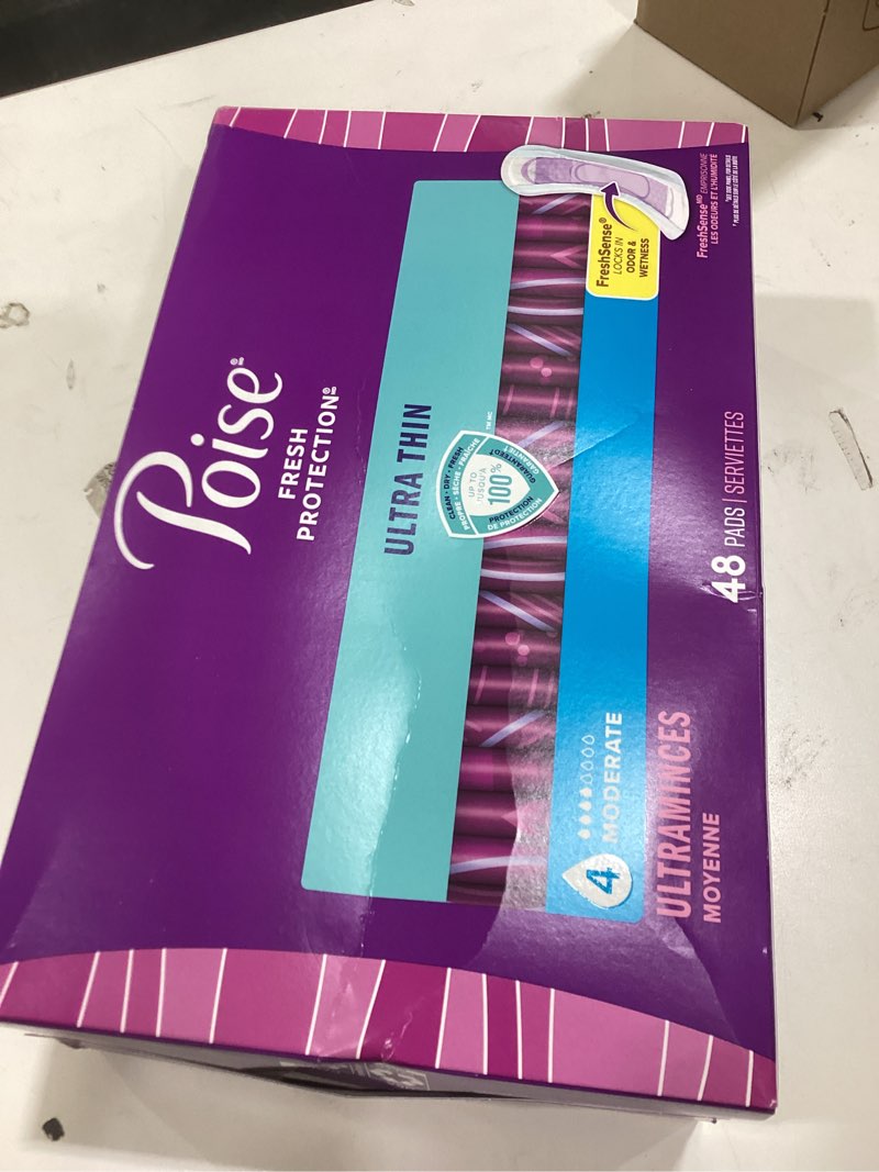 Condition photo showing Good Condition for Poise Ultra Thin Incontinence Pads & Postpartum Incontinence Pads, 4 Drop Moderate Absorbency, Long Length, 48 Count, Packaging May Vary Long Length 48