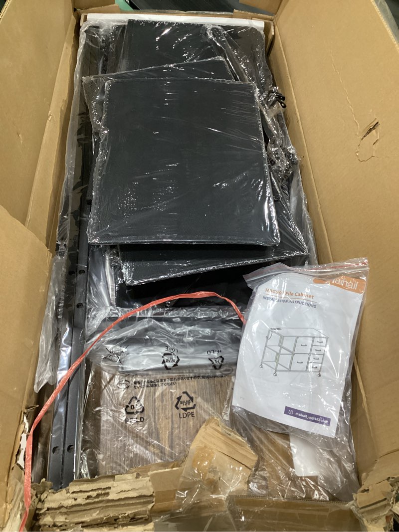 Condition photo showing Good Condition for 6 Drawer File Cabinet with Charging Station Rolling Printer Stand with Open Storage Shelf Fabric Lateral Filing Cabinet for Home Office,Rustic Brown2, SIMILAR TO STOCK PHOTOS