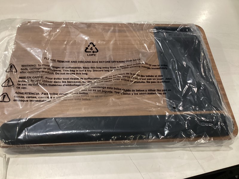 Condition photo showing Good Condition for *similar to stock* lapgear home office pro lap desk with wrist rest, mouse pad, and phone holder - espresso woodgrain - fits up to 15.6 inch laptops - style no. 91612 espresso woodgrain home office pro w/wrist rest