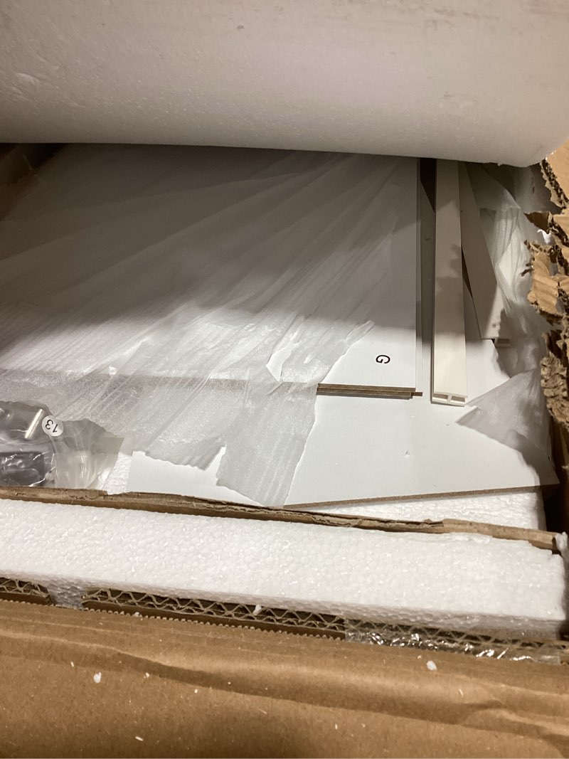 Condition photo showing As Is for Meilocar Bathroom Storage Cabinet Over Toilet with Toilet Paper Holder Stand, Freestanding Bathroom Storage Organizer Cabinet Space Saver W/Adjustable Shelf, White White Without Open Shelves