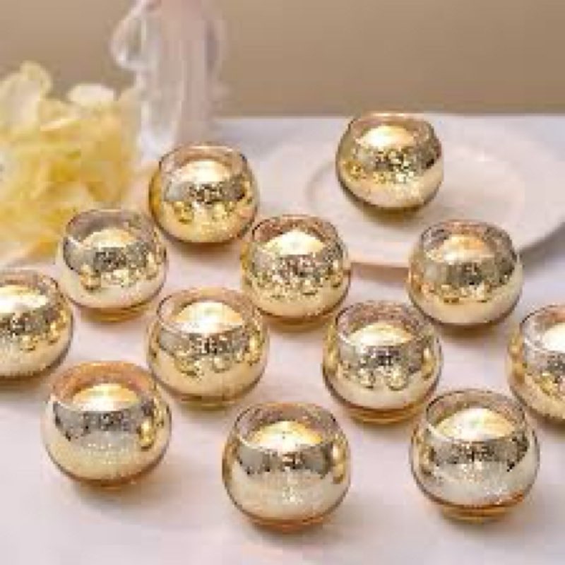 letine gold mercury glass votive candle holders - set of 36 | elegant gold tealight candle holders f