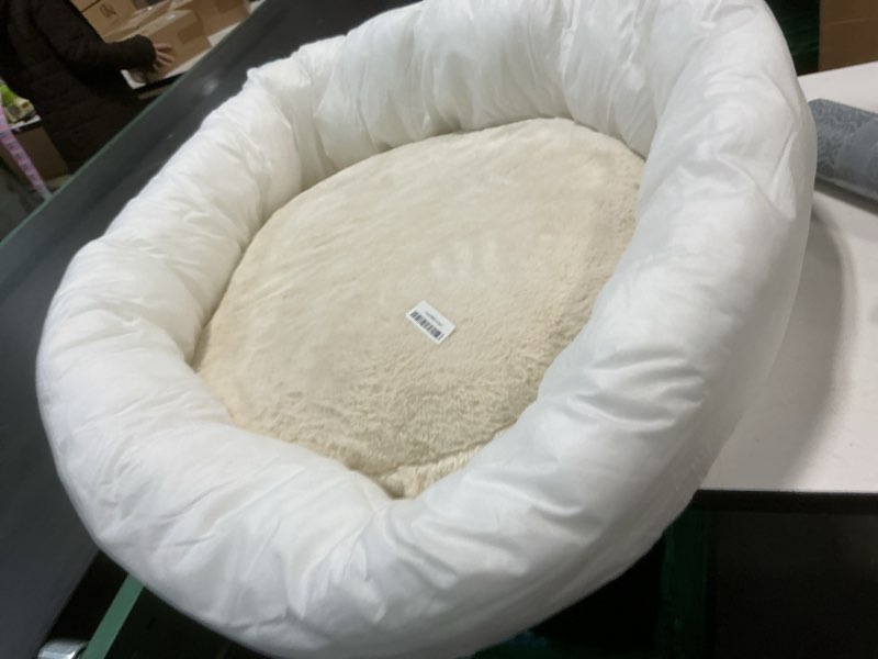 Condition photo showing Good Condition for 36 inches Donut Dog Bed for Large Dogs - Calming Round Pet Bed with Removable&Washable Cover, Plush Faux Fur & Corduroy, Fits Pets up to 80 lbs(Dark Grey, Large) 36.0"L x 36.0"W x 8.0"Th Dark Grey - Corduroy