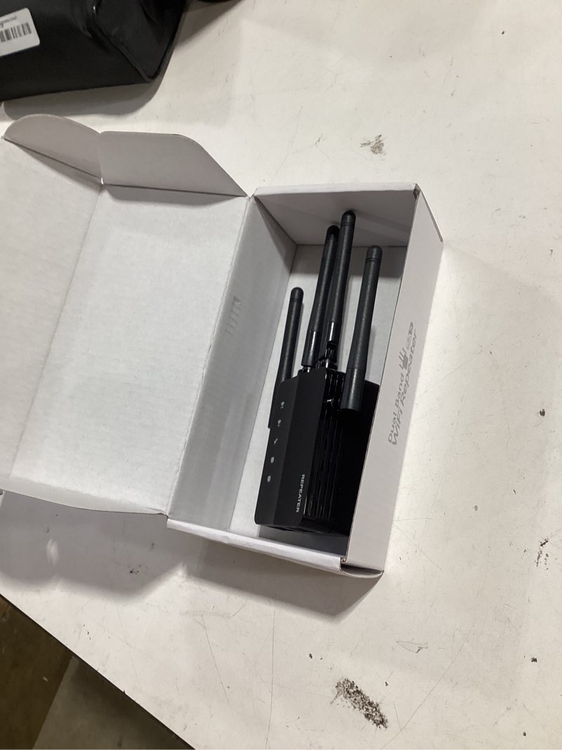 Condition photo showing Good Condition for 1200mbps dual band 5ghz/2.4ghz wifi extender, wifi extender signal booster, 12880 sq.ft coverage, 105-device support, setup for home & outdoor use black-f1