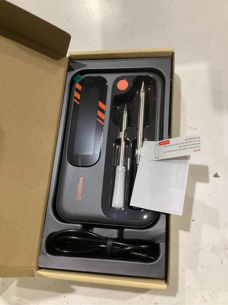 Condition photo showing New/Like New for wireless meat thermometer - 5g wi-fi and 5.4 bluetooth meat thermometer digital wireless for grilling and smoking with ip67 dual probes and backlight lcd display for bbq, smoker, oven, grill multicolored