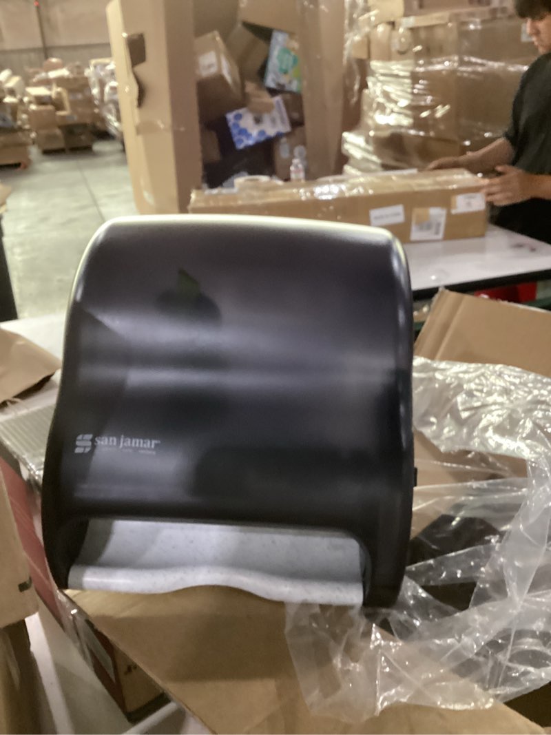 Condition photo showing New/Like New for san jamar element paper towel dispenser, manual lever roll for bathroom and kitchen, 12.75" x 12.5" x 8.5", 1 count, black pearl