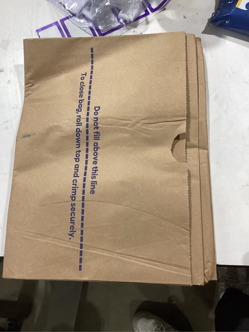 Condition photo showing As Is for lowe's 30-gallons brown/tan outdoor paper lawn and leaf trash bag (5-count) incomplete