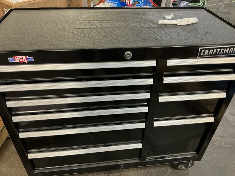 Condition photo showing As Is for craftsman 2000 series 41.28-in w x 38.05-in h 10 -drawer steel rolling tool cabinet ( black ) item #3807746 | model #cmst98270bk