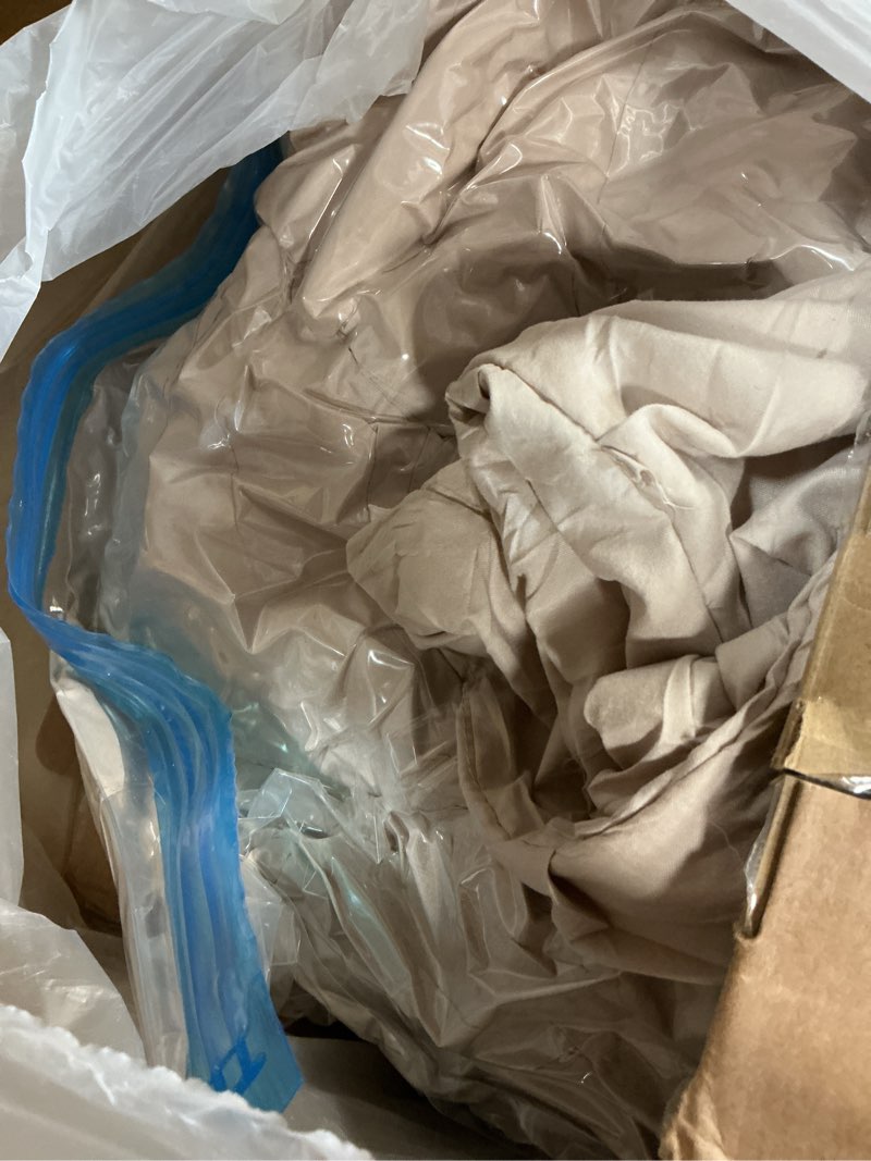 Condition photo showing Good Condition for Bedsure King Size Comforter Set Beige - Bed in a Bag Bedding Set 7 Pieces, GentleSoft™ Pintuck Bed Set Gift for Family, Pinch Pleat Beige Comforter with Sheets, Pillowcases & Shams King 02 - Beige