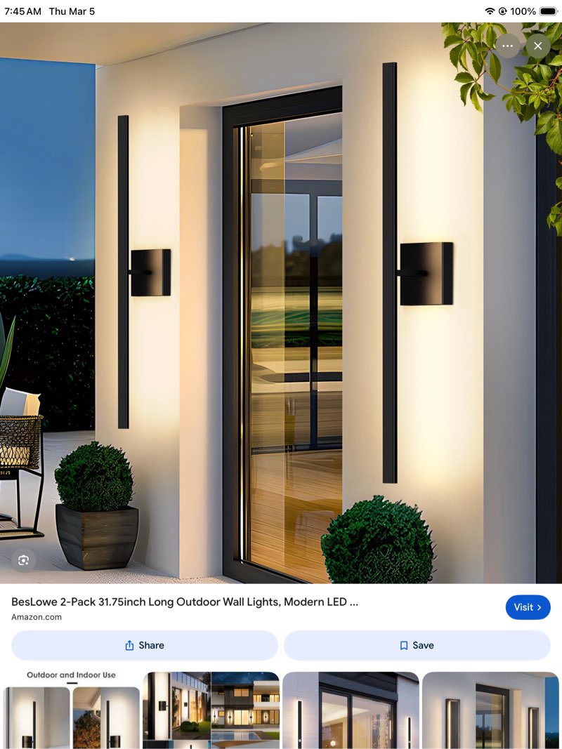beslowe 2-pack 31.75inch long outdoor wall lights, modern led exterior lighting fixtures wall mount,