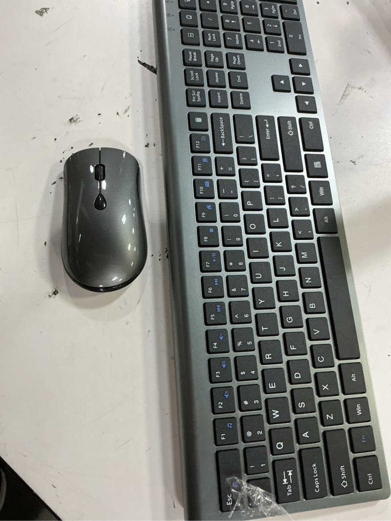 Condition photo showing Good Condition for wireless mouse and keyboard combo, silent full-size computer keyboard with calculator button, 2400 dpi mouse, quiet click, slim cordless usb set for laptop pc windows mac - space grey km426-gray