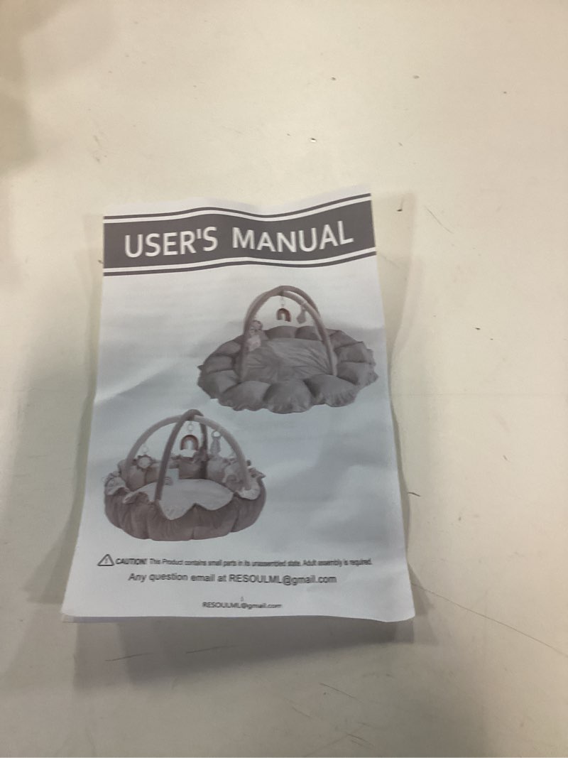 Condition photo showing As Is for HAN-MM 5-in-1 Convertible Baby Play Gym with 6 Toys, Tummy Time Mat for Sensory Development, Baby Activity Center from Newborn to Toddler, Ball Pit, Soft Plush Pet Mat, Green