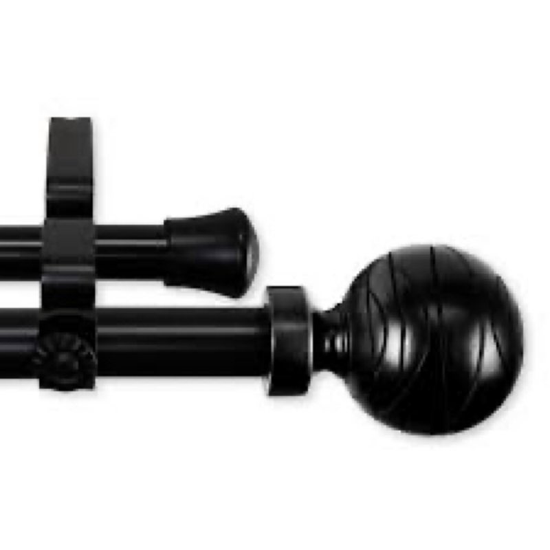 rod desyne 13/16" arman corner window double rod, 28-48 inch, black