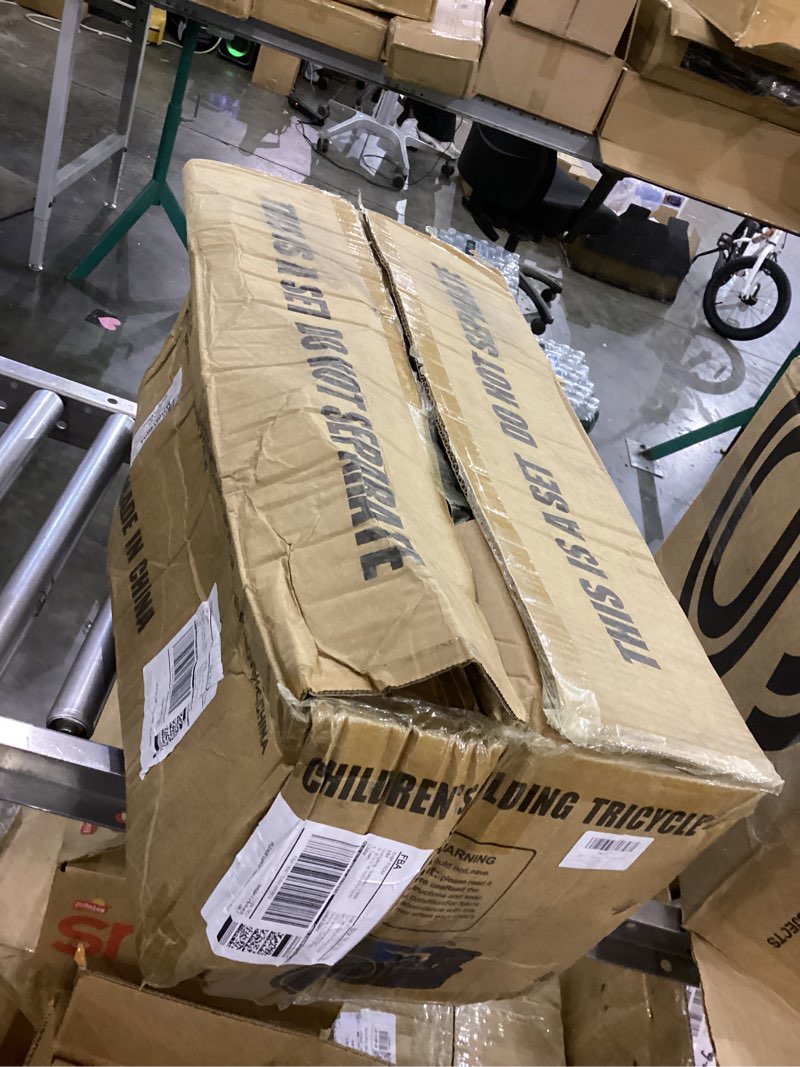 Condition photo showing As Is for 5-in-1 Compact, Foldable Tricycle - Suitable for Toddlers 10 to 36 Months Push Tricycle Bike for Toddlers with Removable Handle Seat Adjustable Canopy for Kids Black