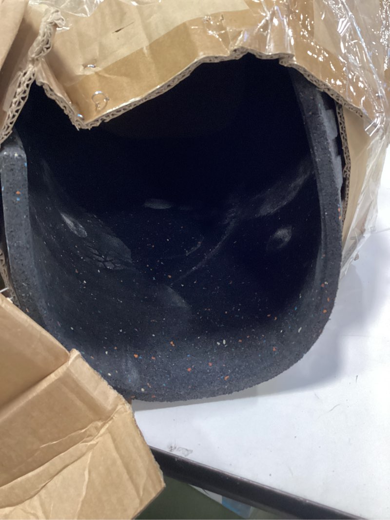 Condition photo showing As Is for Goodhoily Anti-Vibration Pad 24" x 24",3/5" Heavy Duty Thick- Rubber Vibration Pad -Sound Absorbing Mat- for Dryers, Fitness Equipmen,Audio Equipment(Square) Black