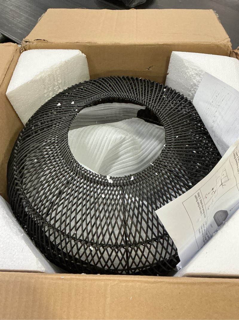 Condition photo showing New/Like New for karjear black rattan chandelier, 16.5 inch large wicker pendant lights fixture hand-woven basket hanging light for dining room kitchen island living room