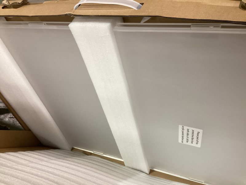 Condition photo showing New/Like New for Modern Frame Clear Acrylic Freestanding Dog Gate - 32" Tall Folding 3-Panel Pet Barrier for Doorways, Stairs & Large Openings, Indoor Fence for Small to Large Dogs & Cats 32" Height-3 Panel