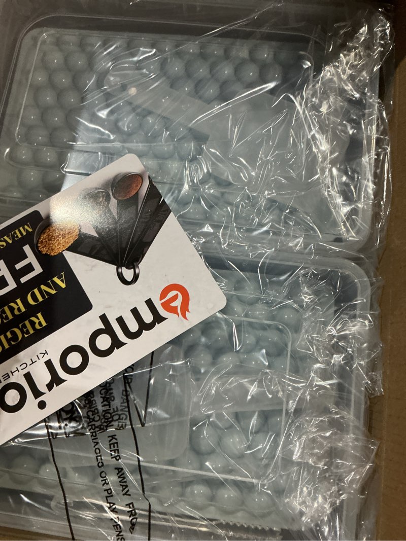 Condition photo showing Good Condition for round ice cube tray set pack of 4, bpa-free stackable trays with lid & tongs, 104 ice balls per tray for whiskey, drinks, and cocktails, quick release round ice cube mold, blue 16 trays