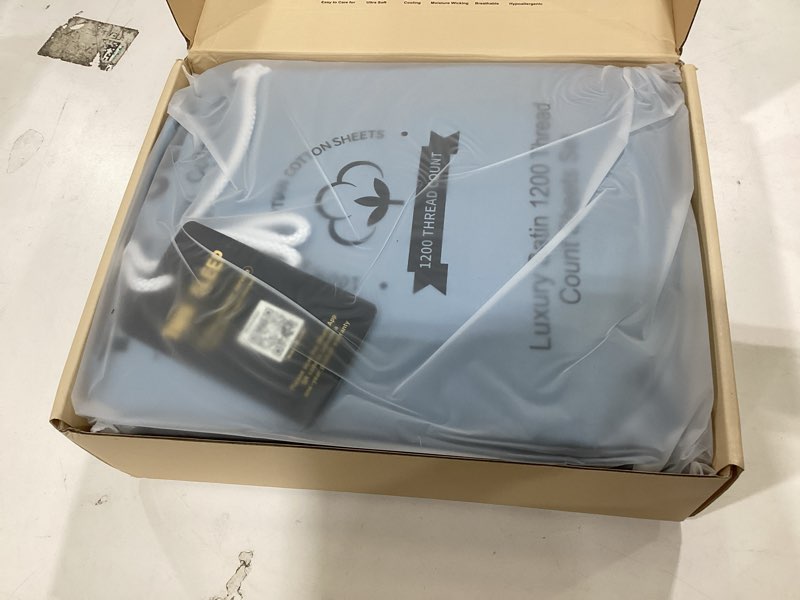 Condition photo showing New/Like New for twk 1200 tc 100% egyptian long-staple cotton bedding sheets set, luxury hotel style deep pocket with elastic reinforced seams sheet set, soft & comfy natural sheets french blue queen