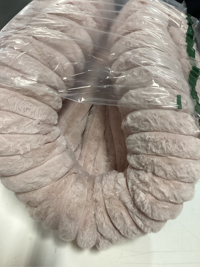 Condition photo showing Good Condition for Dog Bed Large Sized Dog - Luxury Striped Faux Fur Waterproof Pet Couch with Removable Washable Cover, Orthopedic Pet Bed with Bolster Sides for Sleeping, Pink Pink Striped L(35*28*7)