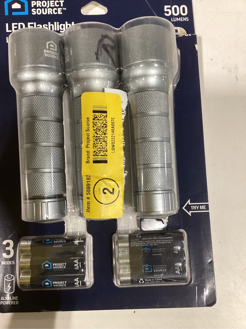 Condition photo showing Good Condition for Project Source 500-Lumen 3 -Adjustable Mode LED Flashlight 3 -Pack