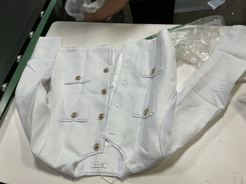 Condition photo showing Good Condition for cicy bell tweed blazers for women 2025 collarless button down womens cropped jackets white small